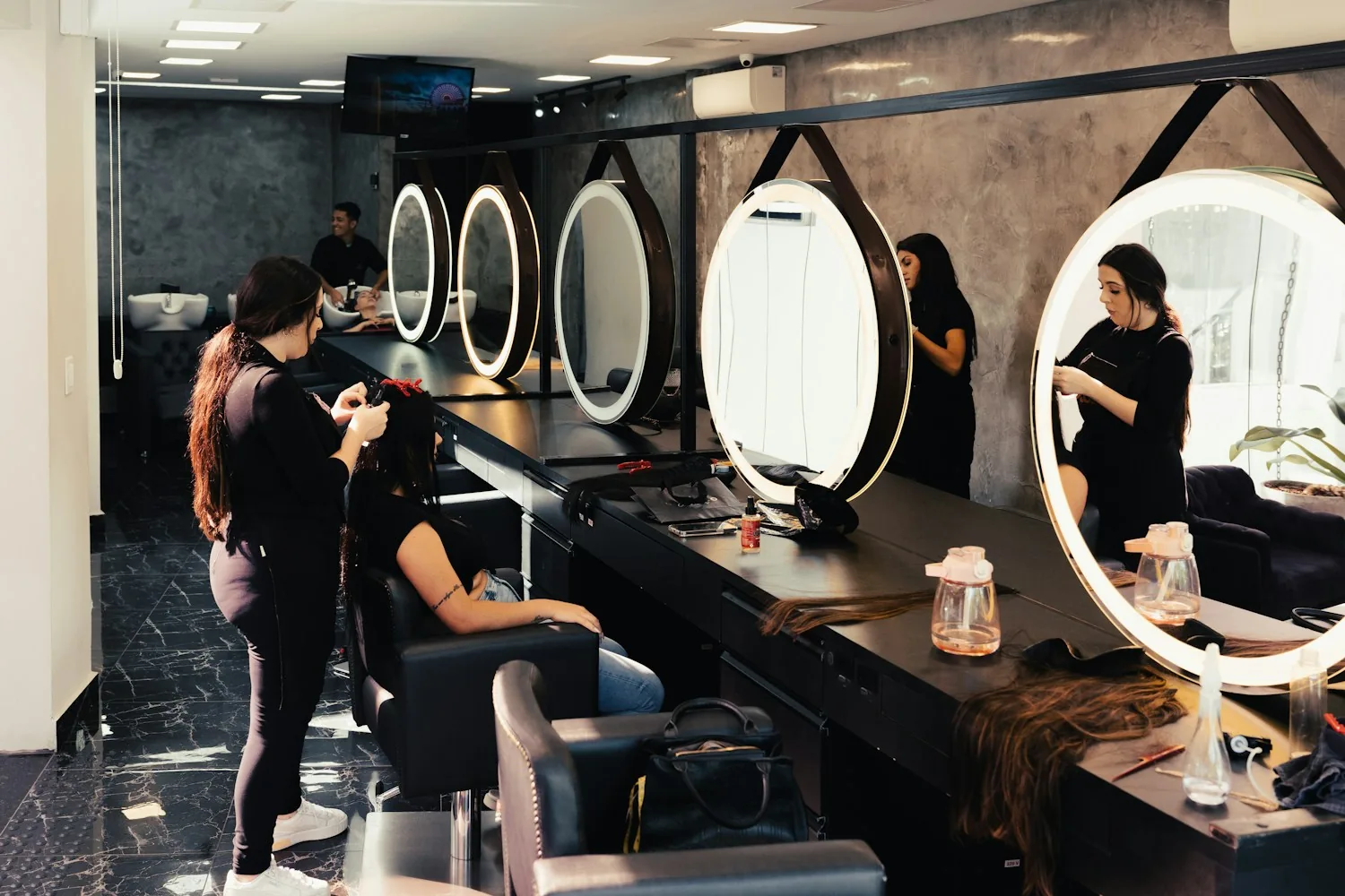 Illustrative salon styling stations
