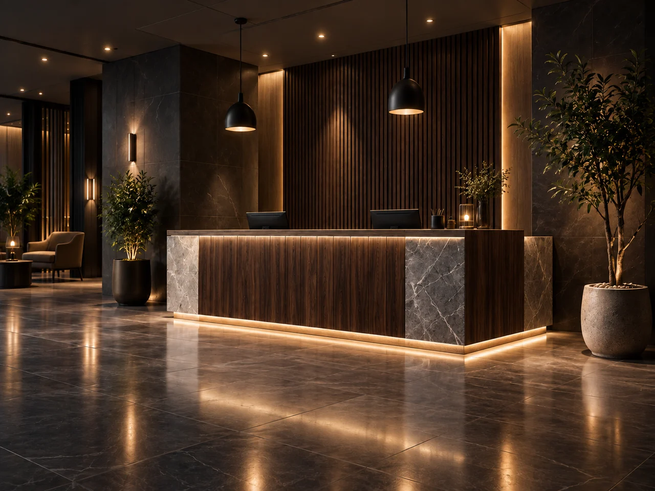 Illustrative warm timber townhome interior